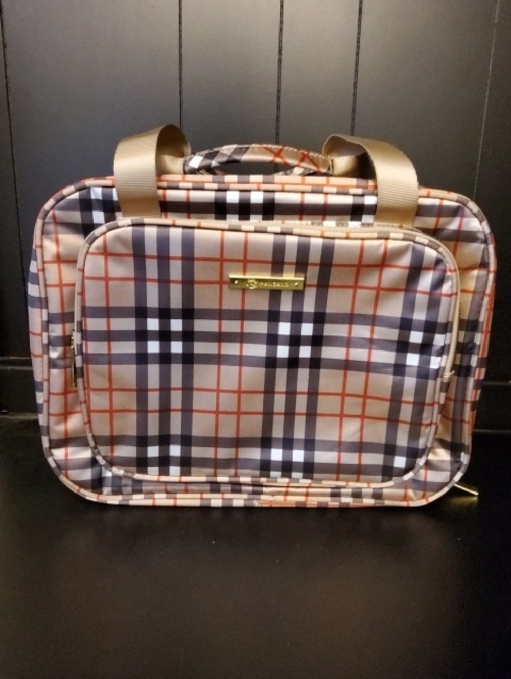 Joy Mangano Plaid Hanging Makeup/Toiletry Bag - NWOT